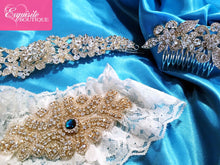 Load image into Gallery viewer, Custom Garters with Swarovski Crystals and Lace