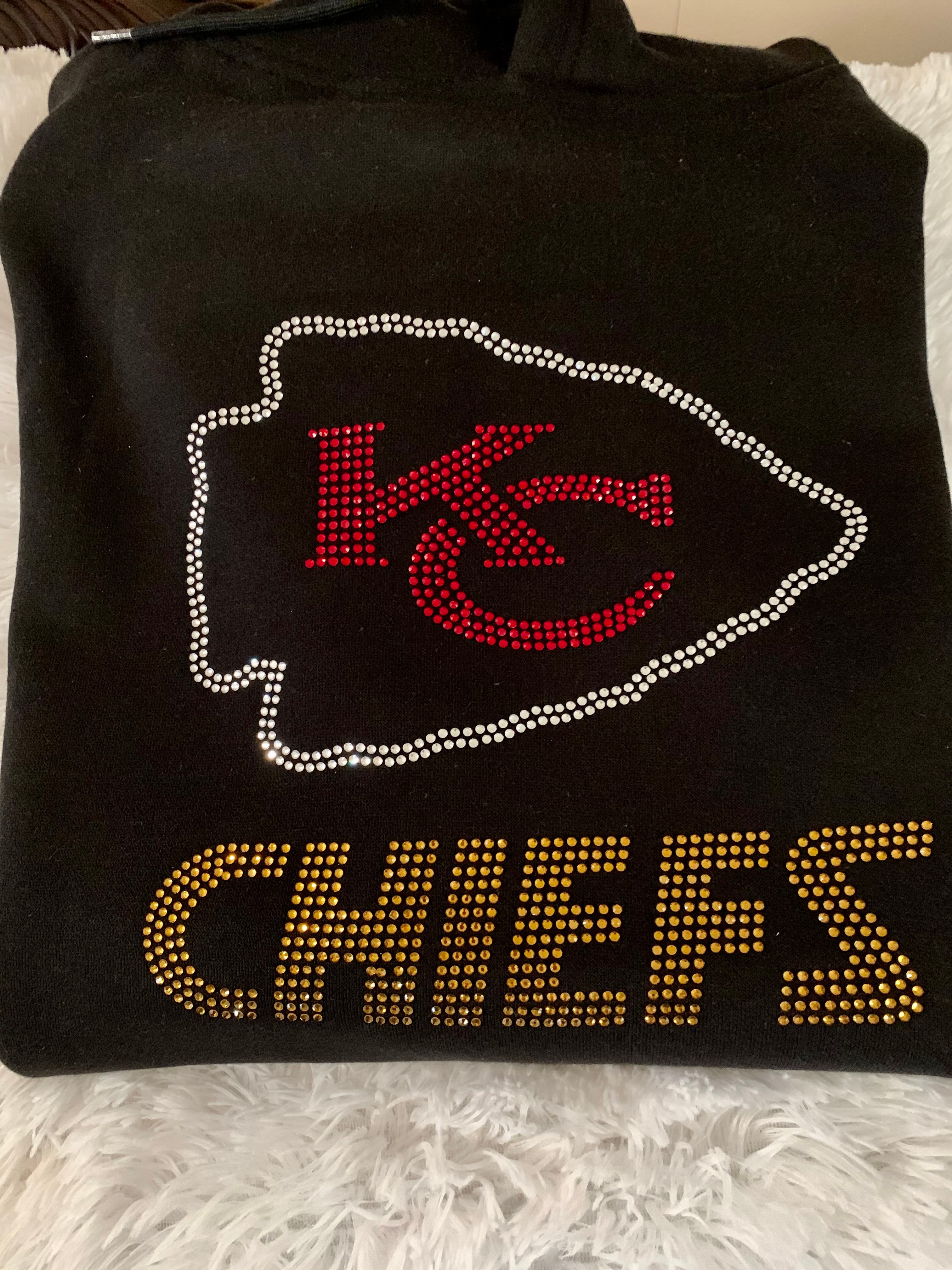 KANSAS CITY CHIEFS Black Sweatshirt Red Cheetah Print