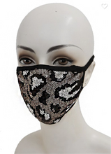 Load image into Gallery viewer, Silver and Black Sequin Mask