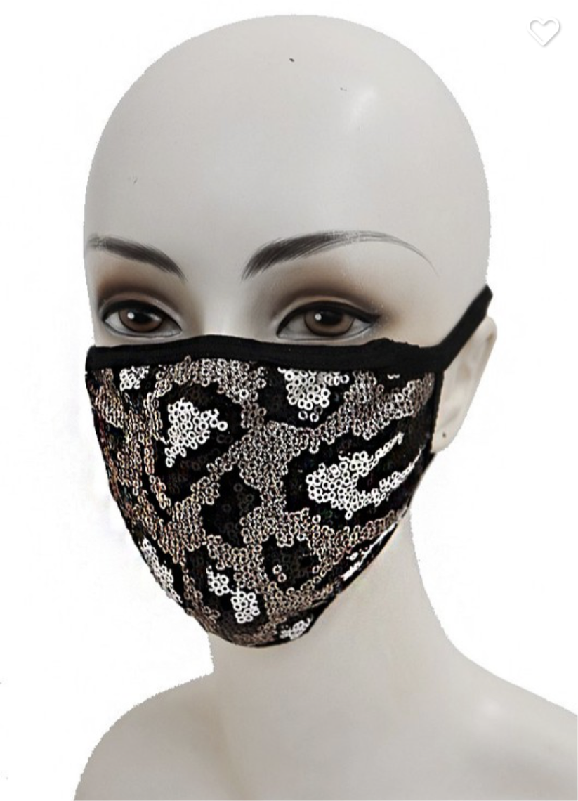 Silver and Black Sequin Mask