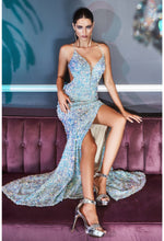 Load image into Gallery viewer, IRIDESCENT SEQUIN GOWN, Opal Blue