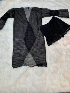 Black So Lesa Kimono and Short Set