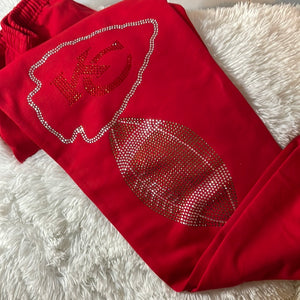 KC Red and Gold Crystal Jogger Set