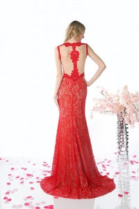 Lady in Red Formal Gown